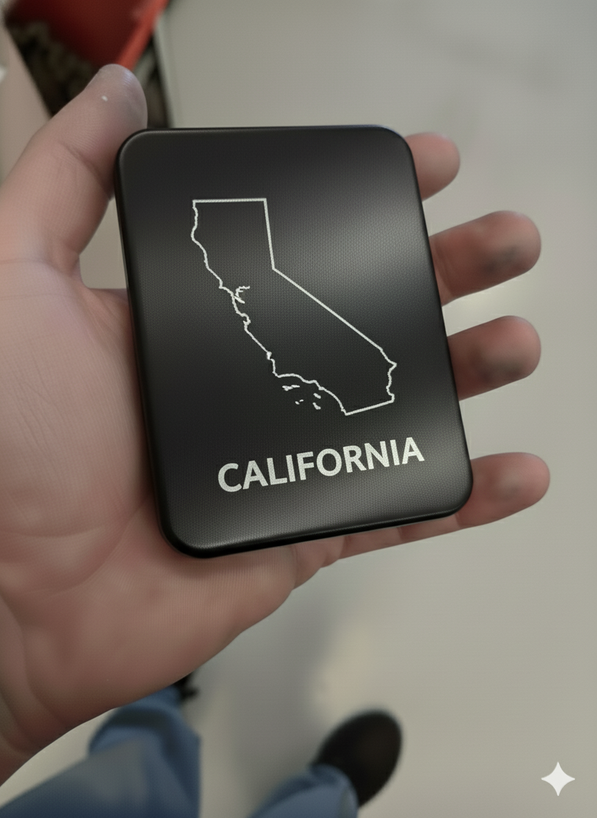 California state outline engraving